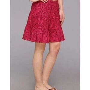 prAna Kate Recycled Pink Geometric Pattern Tiered Skirt Medium